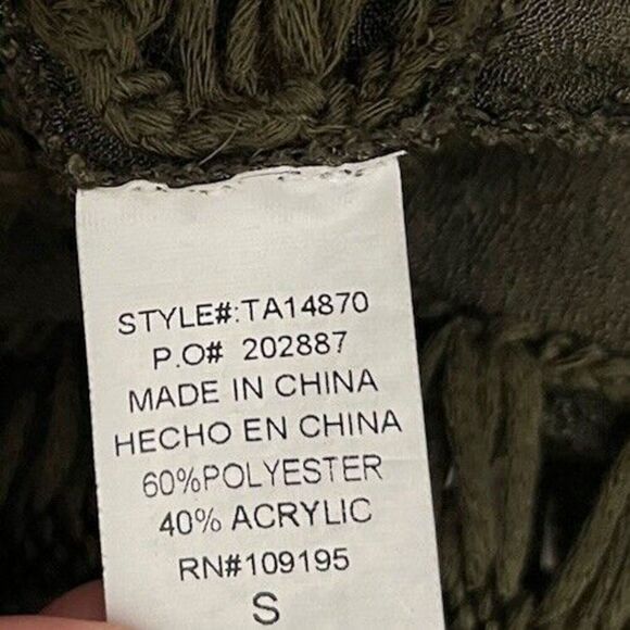 It Girl Women's Small Crochet Blouse Olive Green Beach Cover Up Boho Cropped Top - Picture 8 of 8